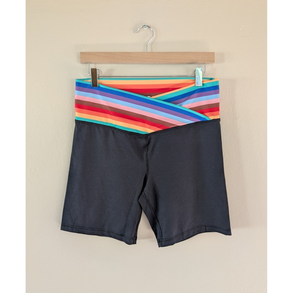 Rainbow‎ Crossover Waist Shorts Performance Workout  Womens L SO Goods For Life
